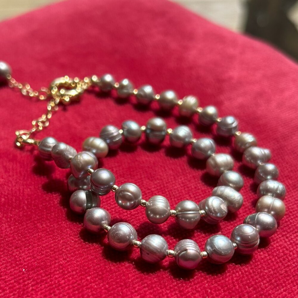 Pearl Necklace-Charm Pearl Necklace-Freshwater Pearls Necklace-Gold Filled